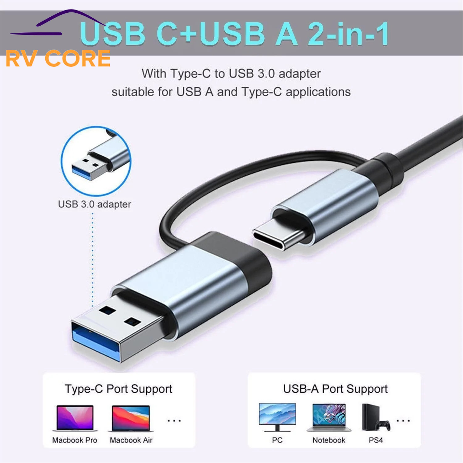 USB 3.0 Type-C Hub – 5-Port Multi-Splitter with TF/SD Card Reader & OTG for Andr