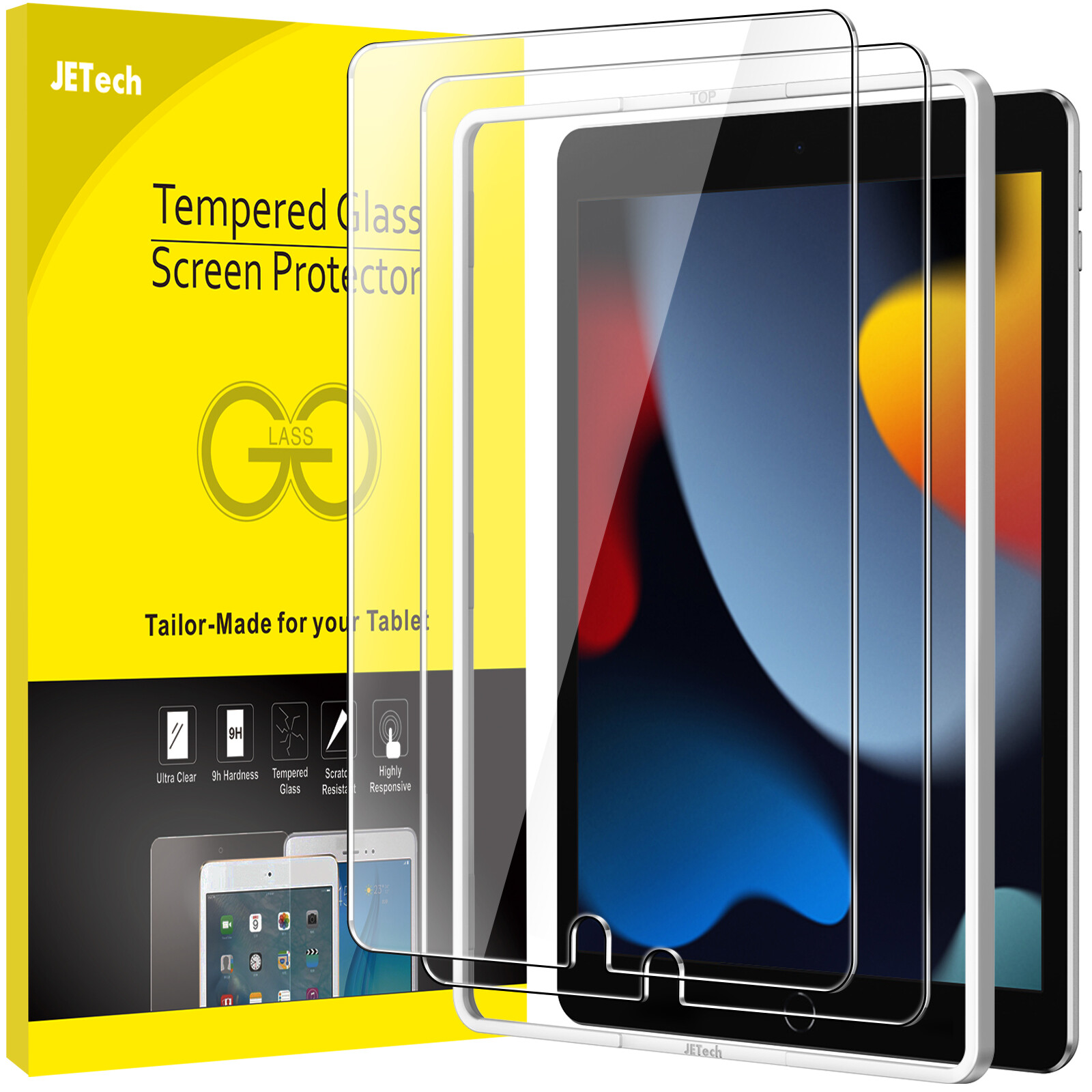 JETech Screen Protector for iPad (10.2-Inch, 2021/2020/2019 Model), 2-Pack