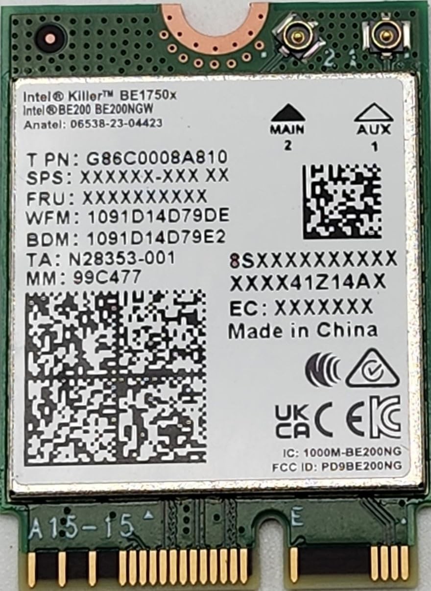 Intel Killer BE200 1750x & BT 5.4 Wi-Fi 7 Card with M.2. pcie Key E Interface