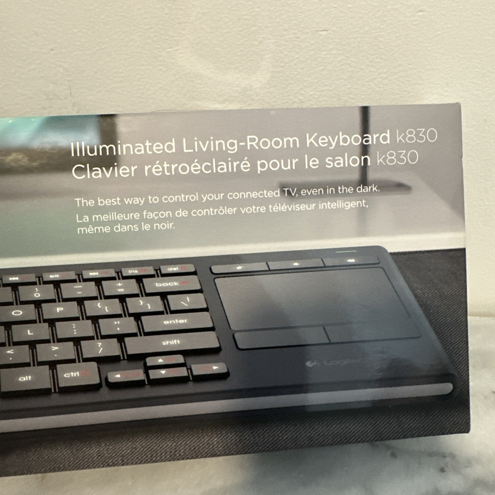 Logitech K830 Wireless Illuminated Keyboard with Built-in Touchpad New Open Box