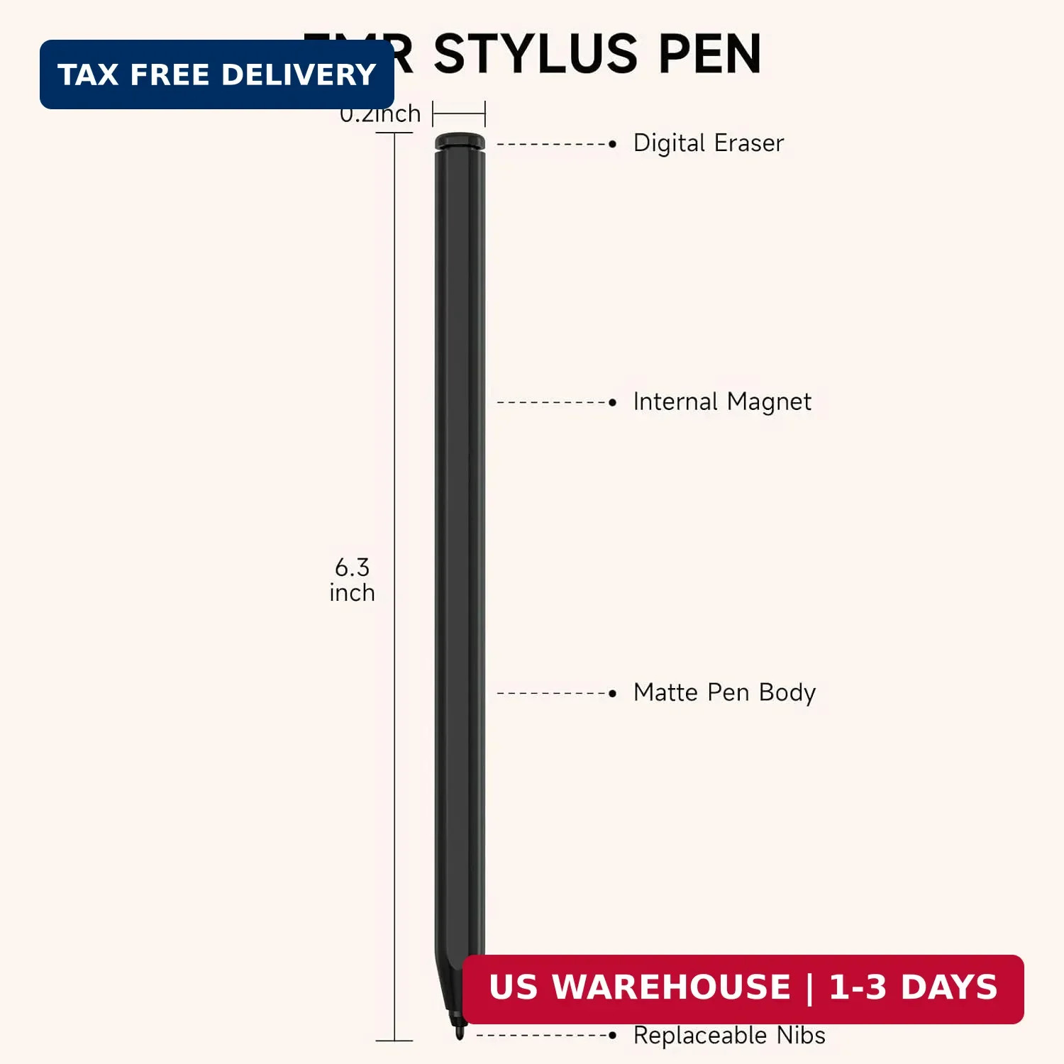 Remarkable 2 Stylus Pen Eraser Tilt Support 4096 Pressure Levels Black