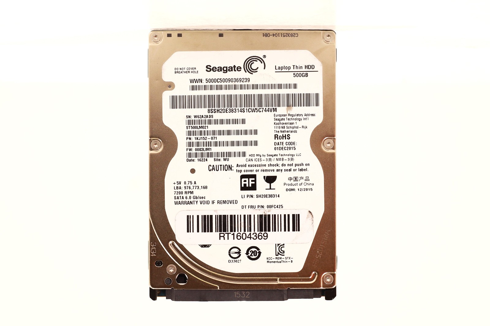 Seagate ST500LM021 500GB 2.5″ 6Gb/s 32MB 7.2K RPM SATA HDD P/N: 1KJ152-071