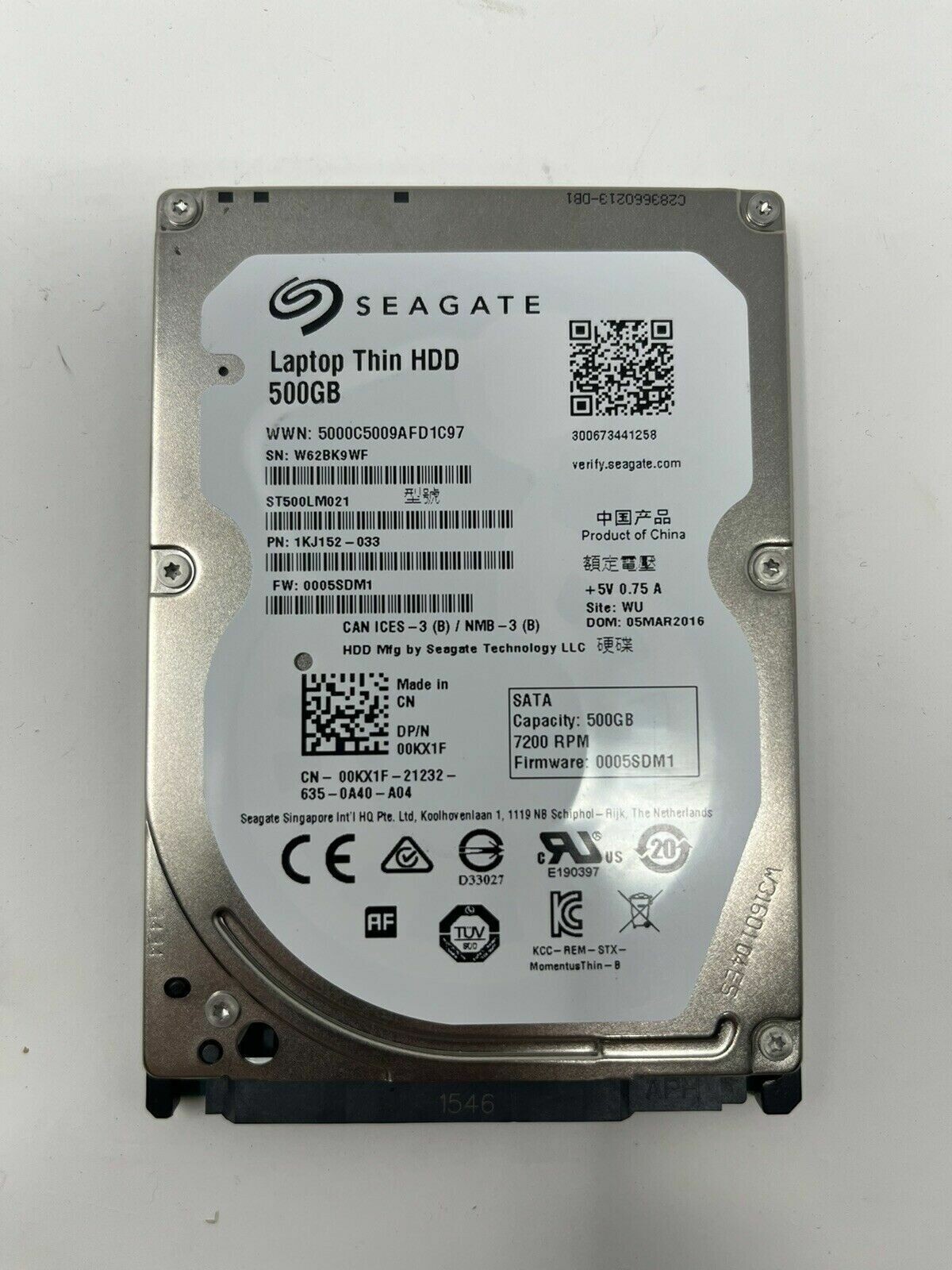 5 PACK ! Hard Drive, SATA ,2.5″ in , 500GB HDD, Slim Form 7mm Seagate/WD/Toshiba