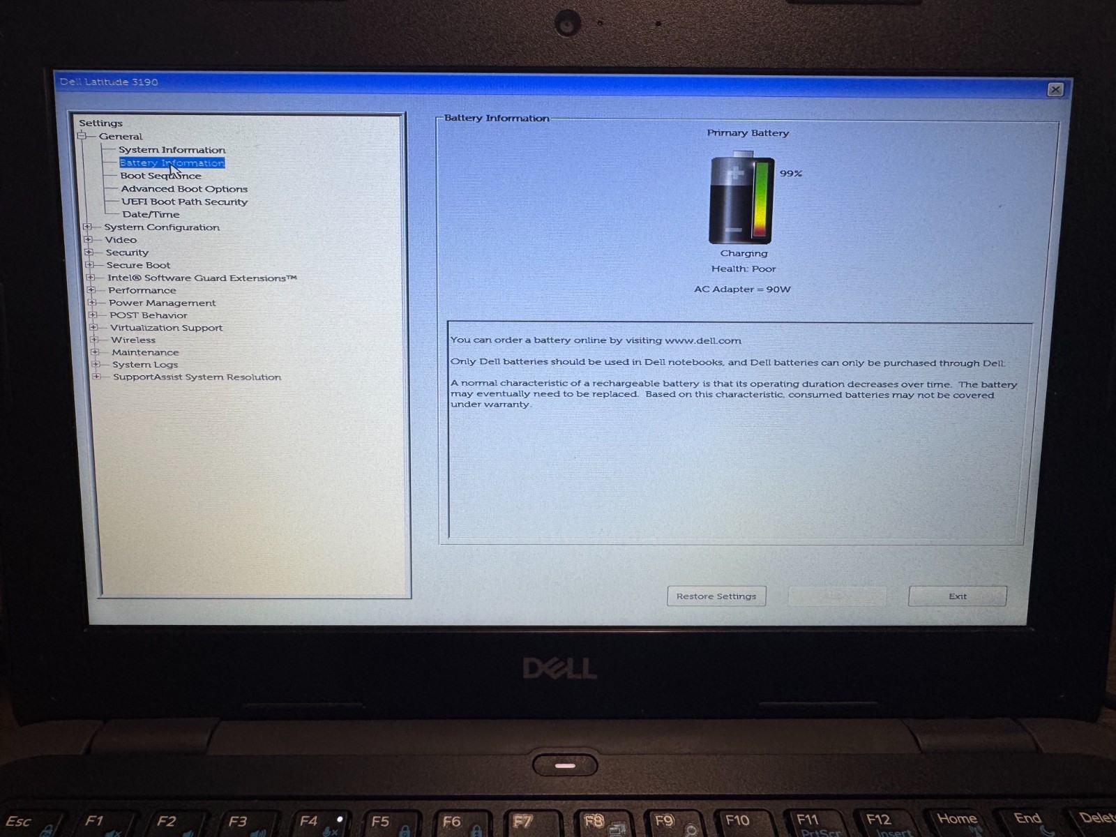 Dell Latitude 3190 Laptop – Used, Intel CPU, 4gb Ram, 62gb HD