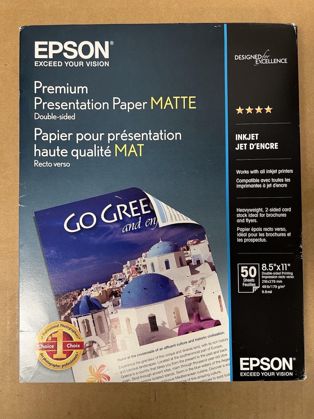 Epson Premium Presentation Paper MATTE (8.5×11 Inches, Double-sided, 50 Sheets)