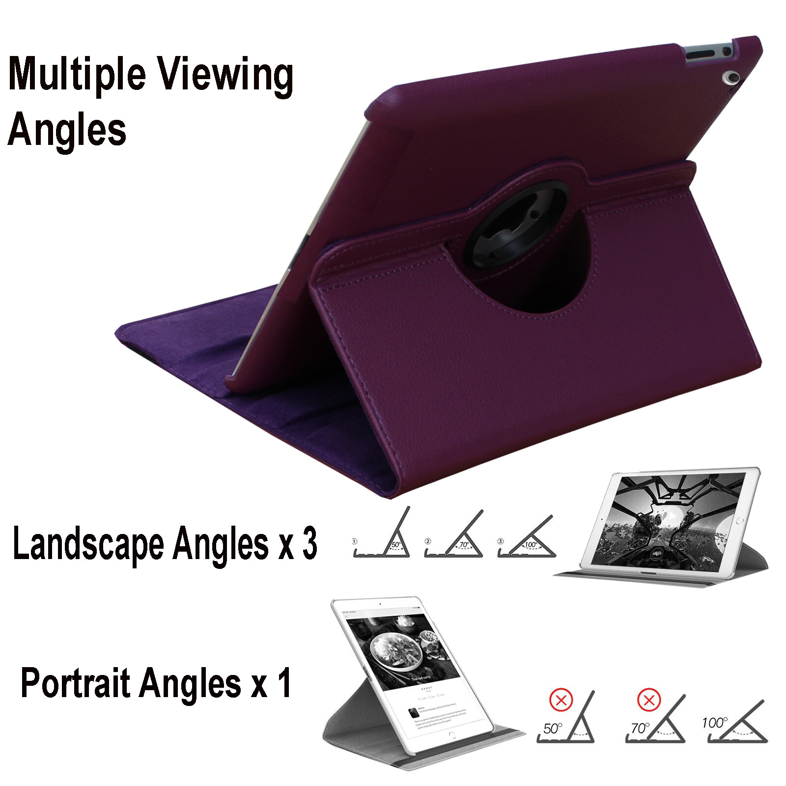 For iPad 10th 9th 8th 7th Pro 6th 5th Generation Rotating Smart Case Cover Stand