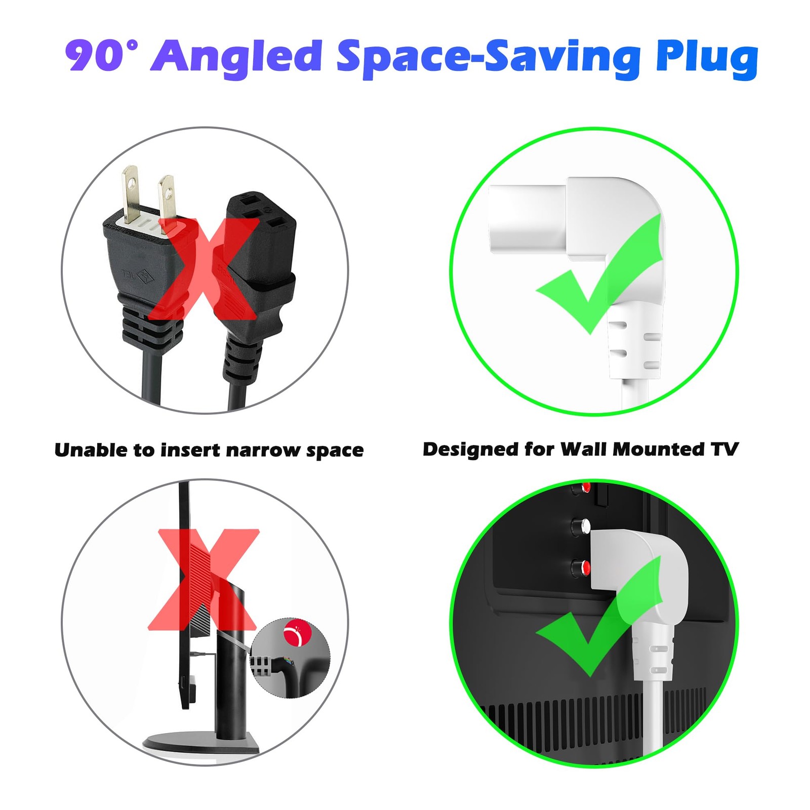 Adoreen 6FT Power Cord White Angled