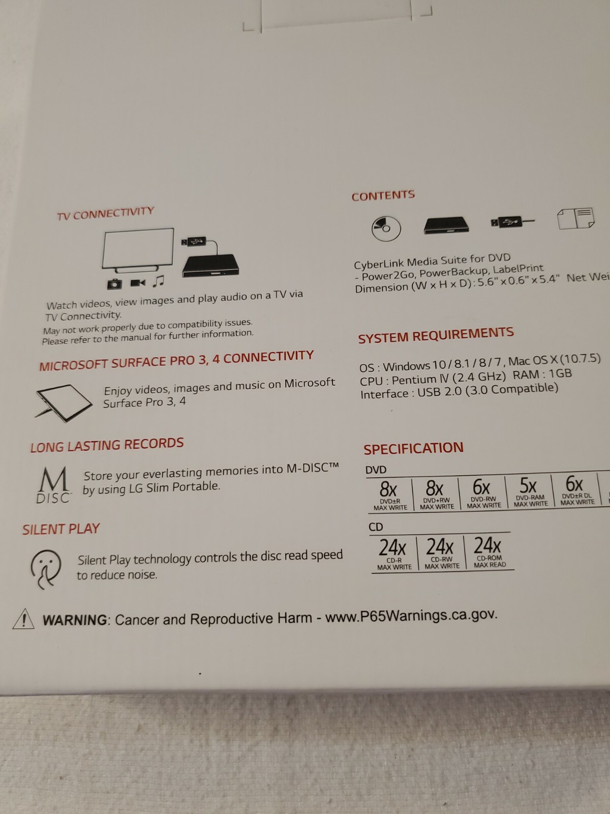 Brand New – LG Ultra Slim Portable DVD Writer – Mac & Windows – USB Drive – GP65