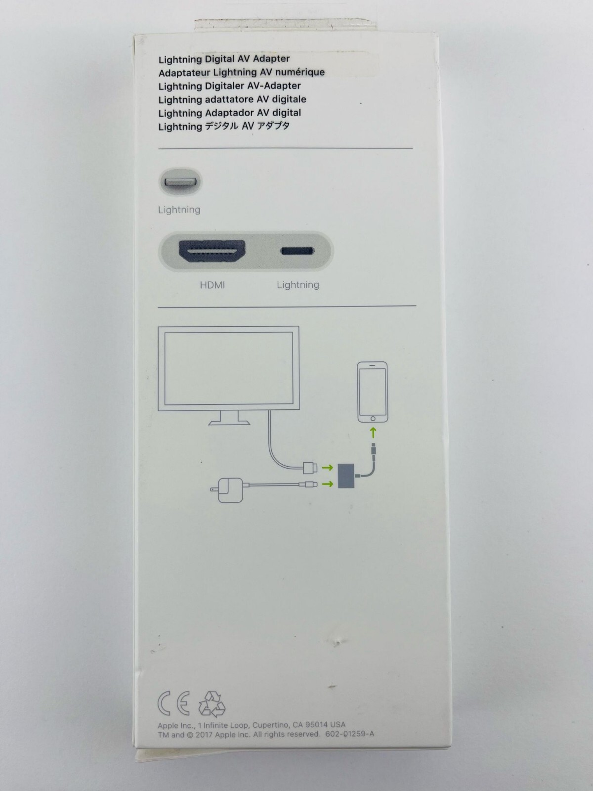 Genuine Apple iPhone to HDMI Digital AV Adapter | MD826AM/A – A1438 – Open Box