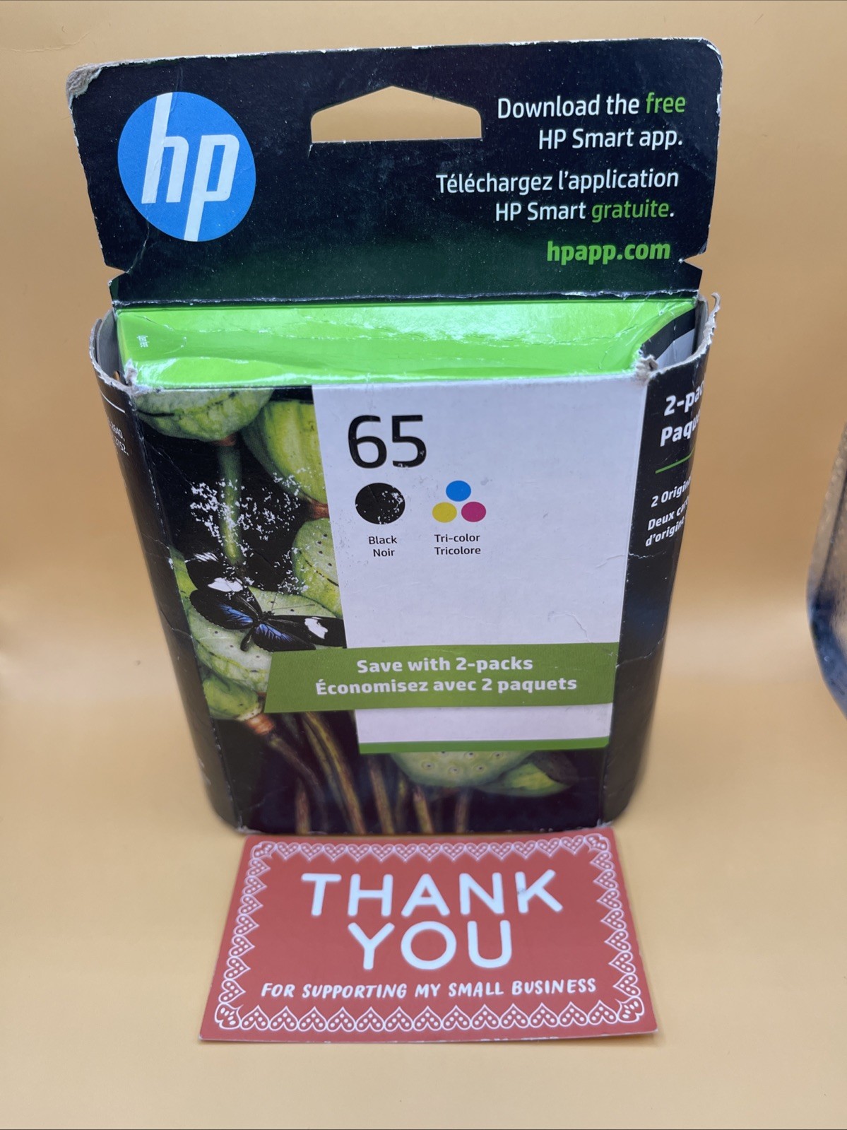 GENUINE HP 65 2-pack Black/Tri-color Original Ink Cartridges, Exp: 05/2026