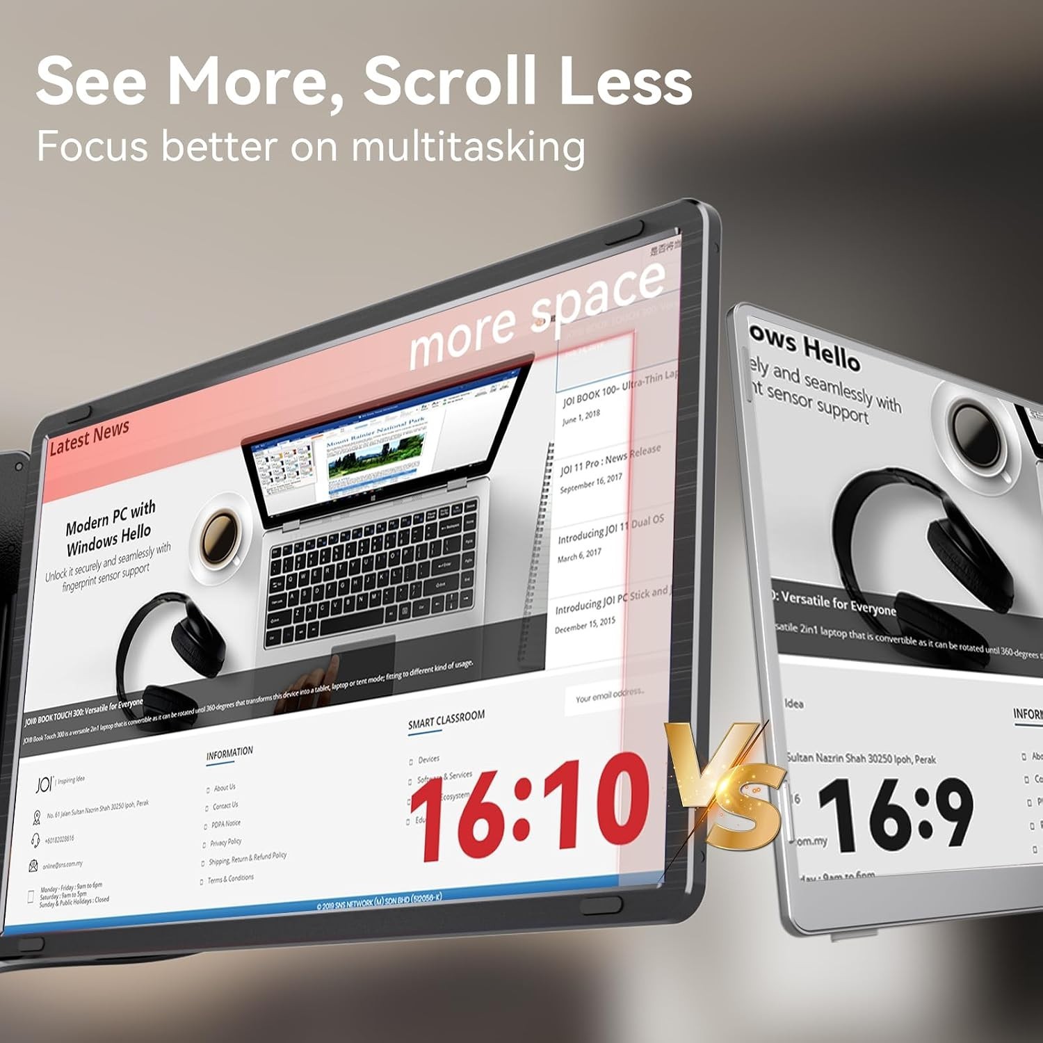 LXU S9G 16″ 1200P IPS Portable Laptop Screen Extender Monitor USB-C HDMI