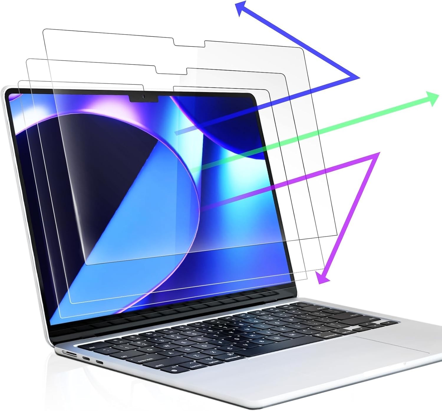 Enhanced Clarity Anti Blue Light Screen Protectors for MacBook Air 15″ (3-Pack)