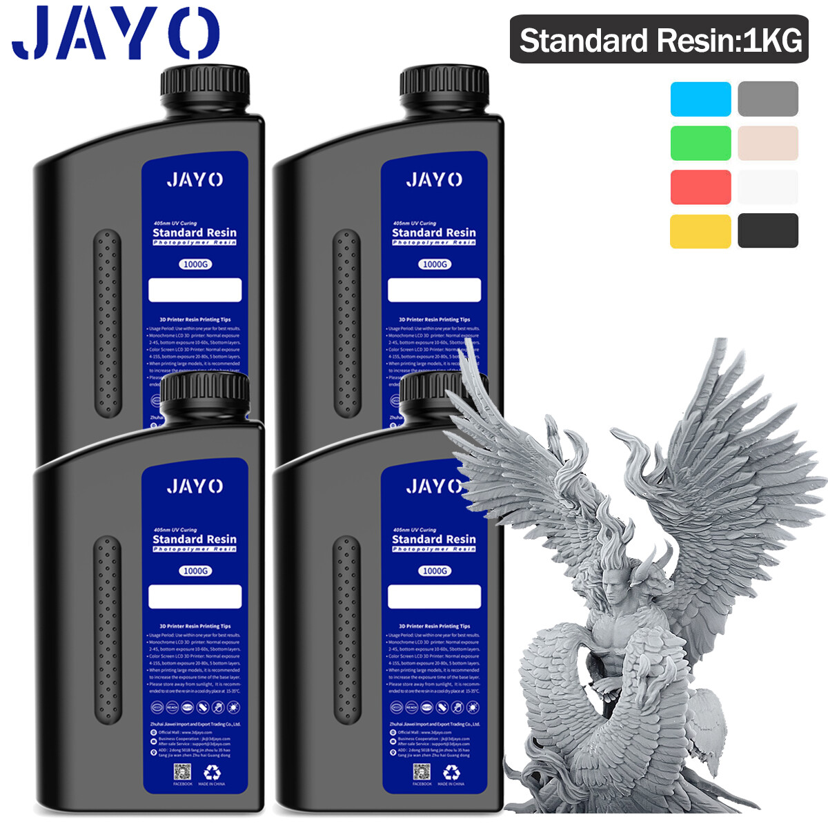 JAYO 1KG Photopolymer Resin 405nm Fast-Curing 4K 6K 8K LCD SLA DLP 3D Printer