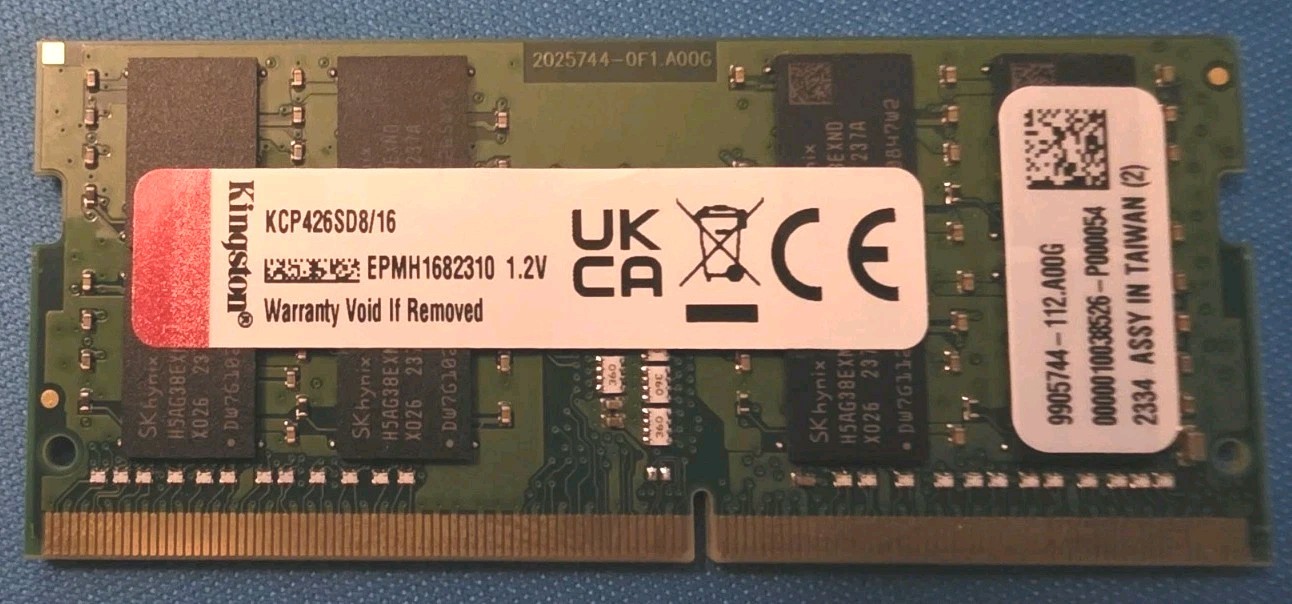 Kingston 16GB (1x16GB) DDR4 SODIMM 2666Mhz RAM KCP426SD8/16 Laptop RAM