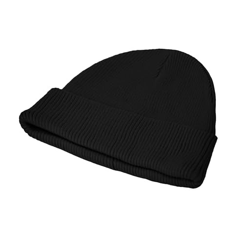 Kids 100% Washed Cotton Soft and Light Cuffed Skull Plain Daily One Size Black