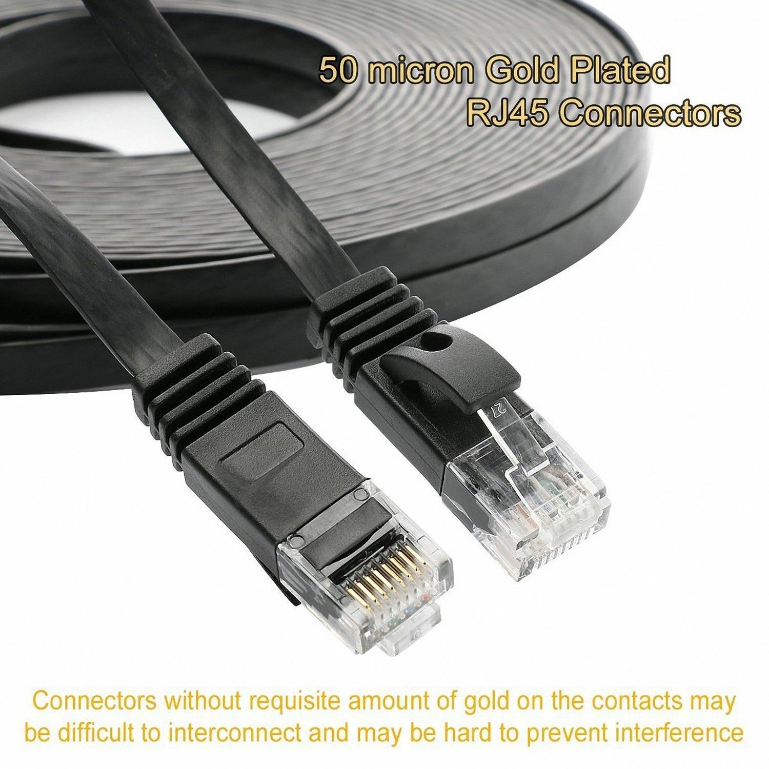 RJ45 CAT7 6FT 10FT 30FT 50FT 100FT 200FT Ethernet Network Cable Cord Flat LOT US
