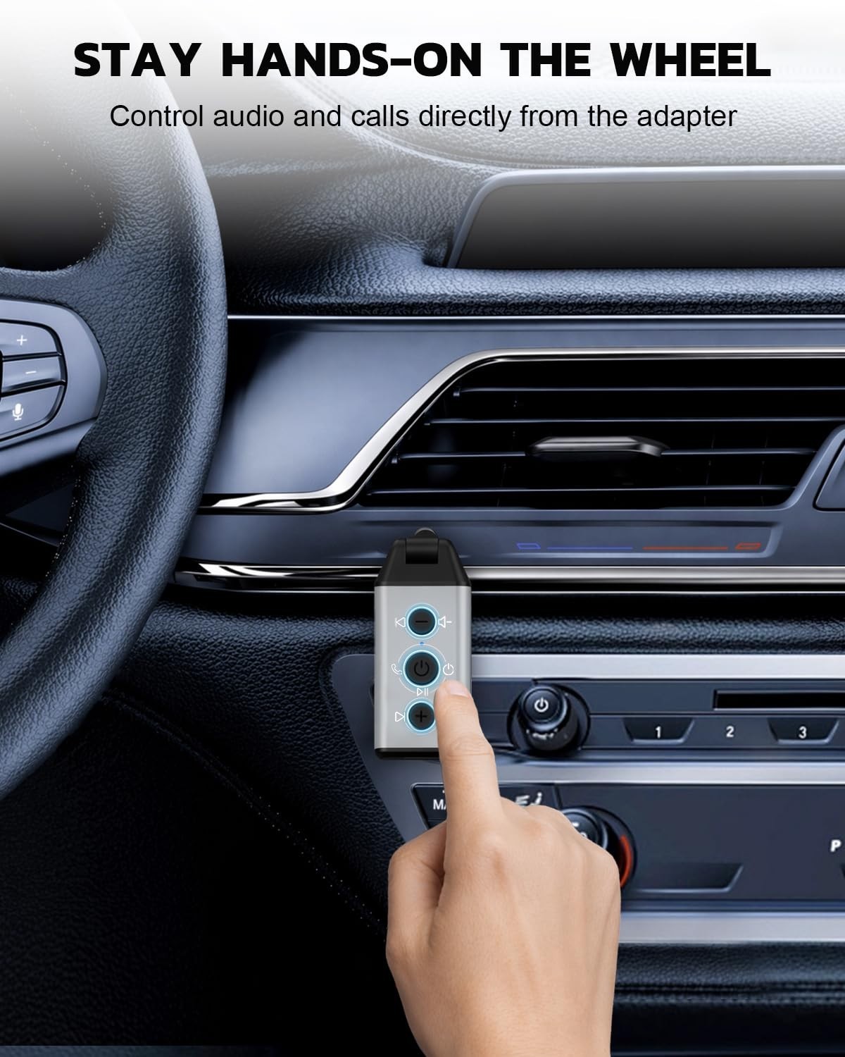 Bluetooth 5.4 Car Adapter, 180° Rotatable AUX Audio Receiver, Hands-Free Calls,