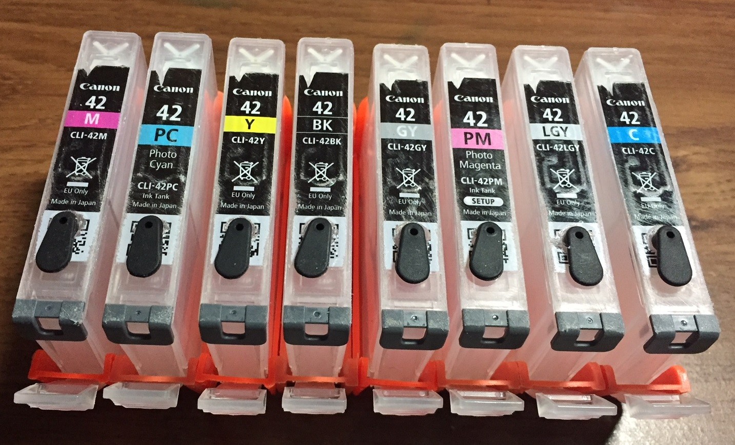 Canon Pro-100 CLI-42 Modified & Empty Flushed Set, Best Plugs & Storage Clips