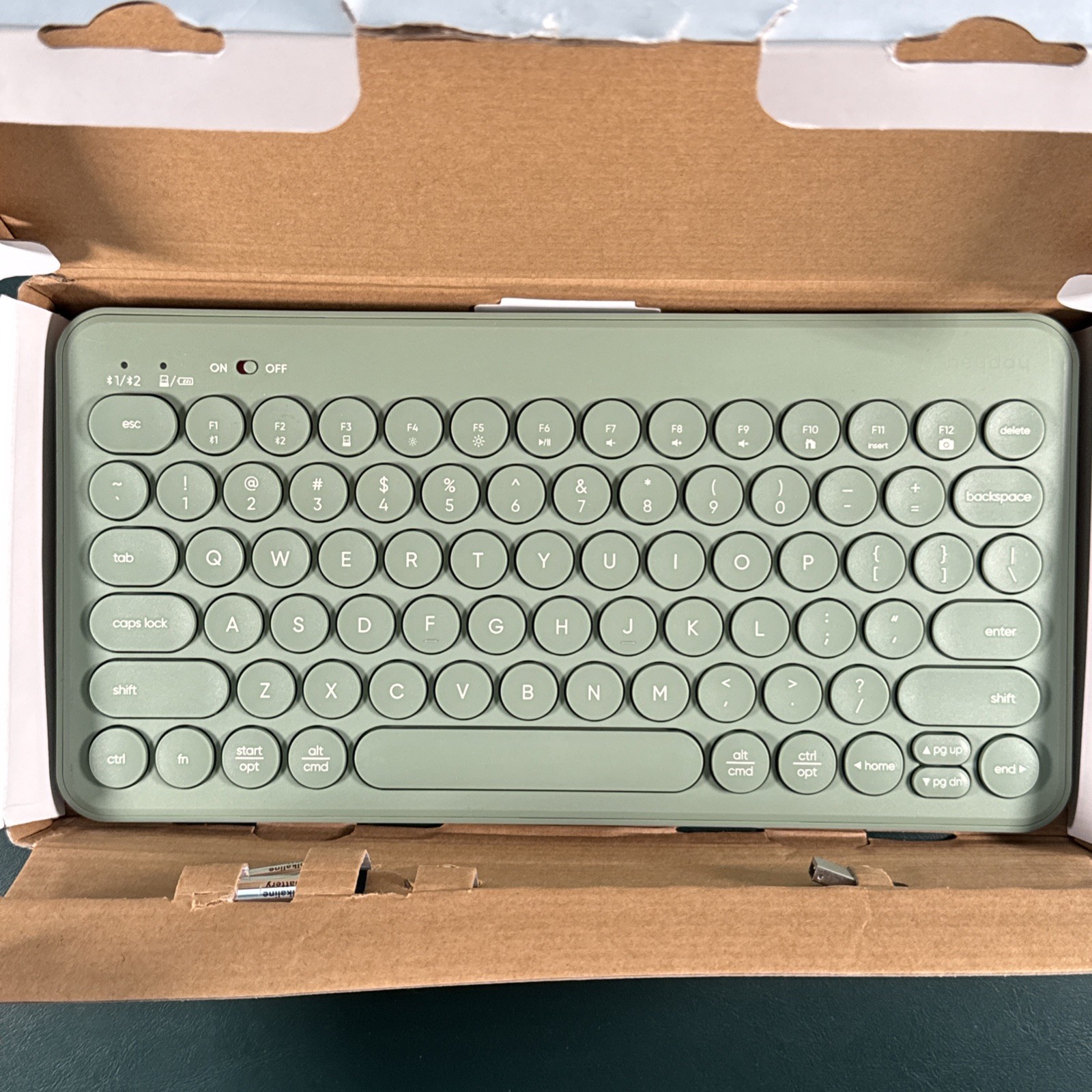 Heyday Compact Wireless Keyboard Green Bluetooth USB QWERTY Open Box