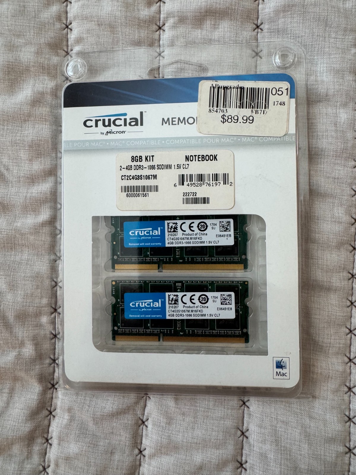 Crucial PC3-8500 2X4GB SO-DIMM 1066 MHz PC3-8500 DDR3 SDRAM Memory (CT4G3S1067M)