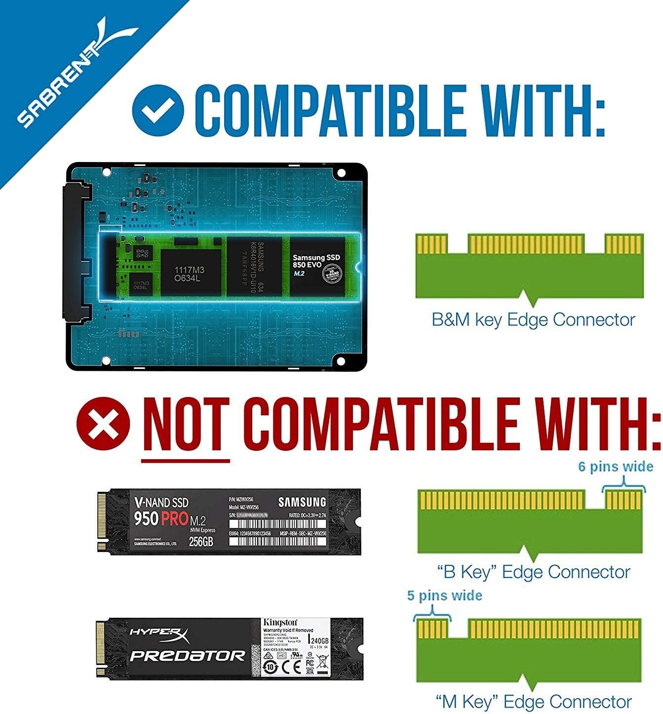 Adaptador De Carcasa De Aluminio Sata Iii M.2 Ssd A Sata Iii De 2,5 Pulgadas…
