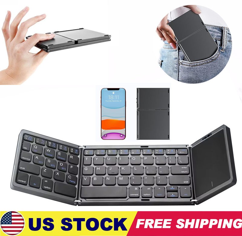 Mini Folding Wireless Bluetooth Keyboard With Touchpad for Laptop Tablet Phone