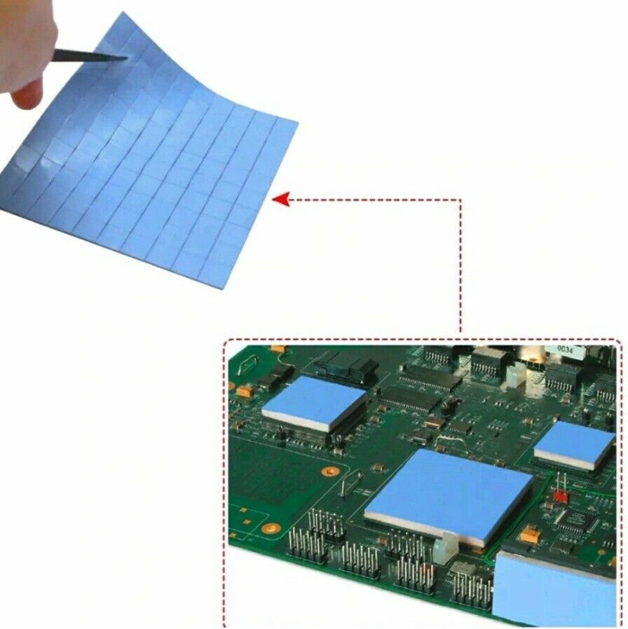 100PCS 10*10*2mm GPU CPU Heatsink Cooling Thermal Conductive Blue Silicone Pad