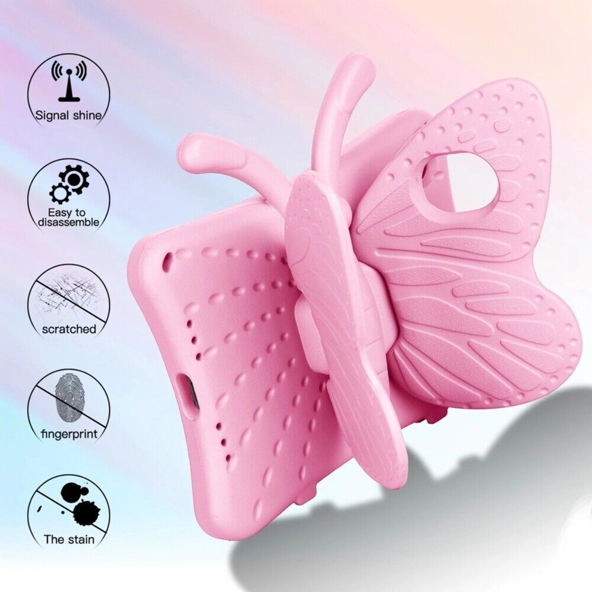 Kids Butterfly Stand Case for iPad (A16) /10th 9th 8th 7th & Mini 1/2/3/4/5/6/7