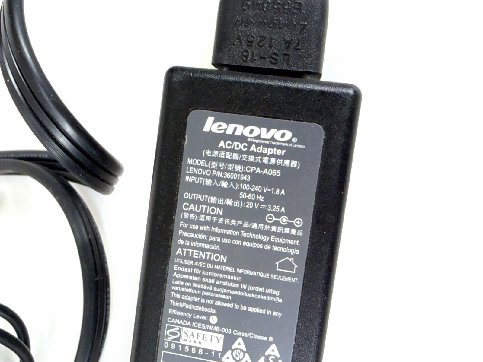 Used Charger Lenovo IdeaPad B570 G570 G580??Z570 Z560 G580 Z575 Z565 CPA-A065