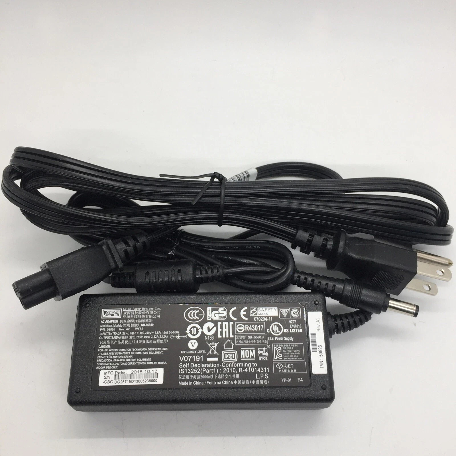 Genuine APD AC Power Adapter For Dell Wyse 3040 Thin Client PC 65W Charger