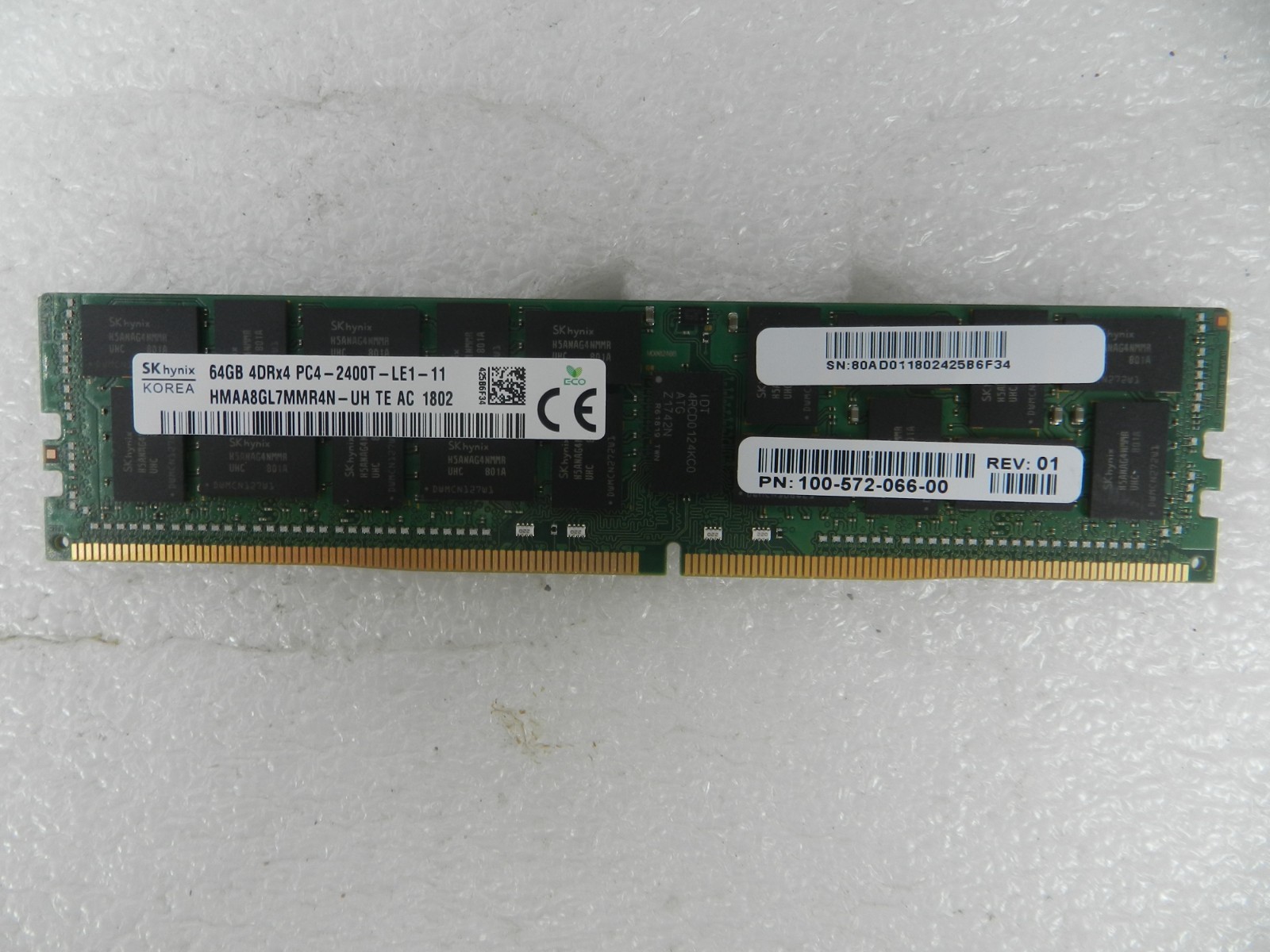 SK Hynix 64GB 4DRx4 PC4-2400T DDR4 ECC Server Memory RAM HMAA8GL7MMR4N-UH