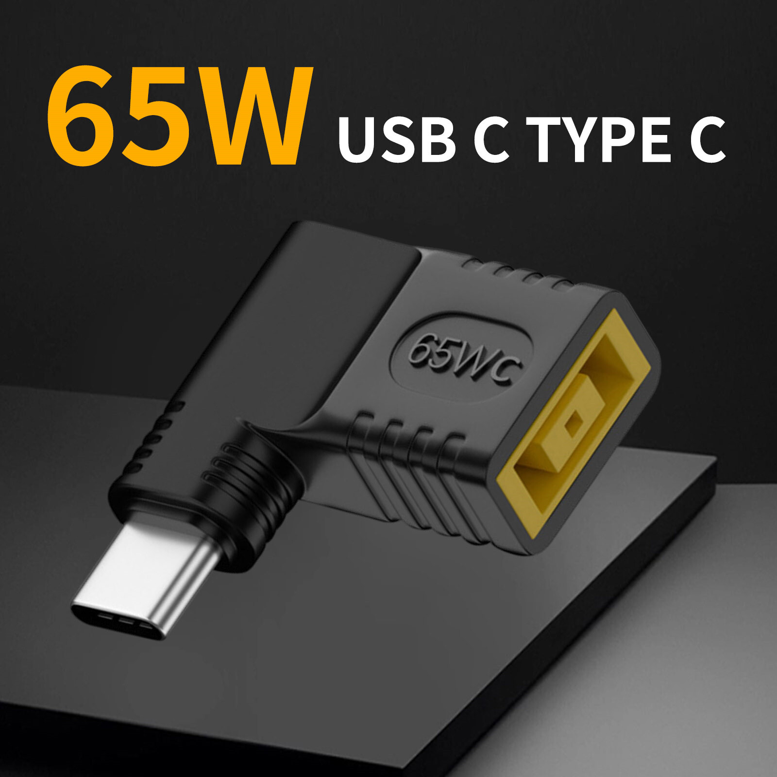 90 Degree 65W USB Type C To DC For Lenovo Power Charger Adapter Square Converter