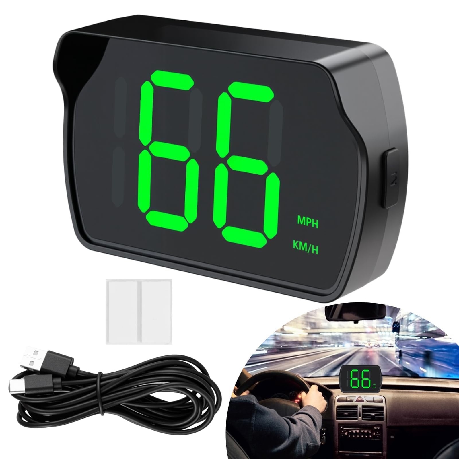 GPS Digital Speedometer HUD Large LED Display Plug and Play Universal Car Truck