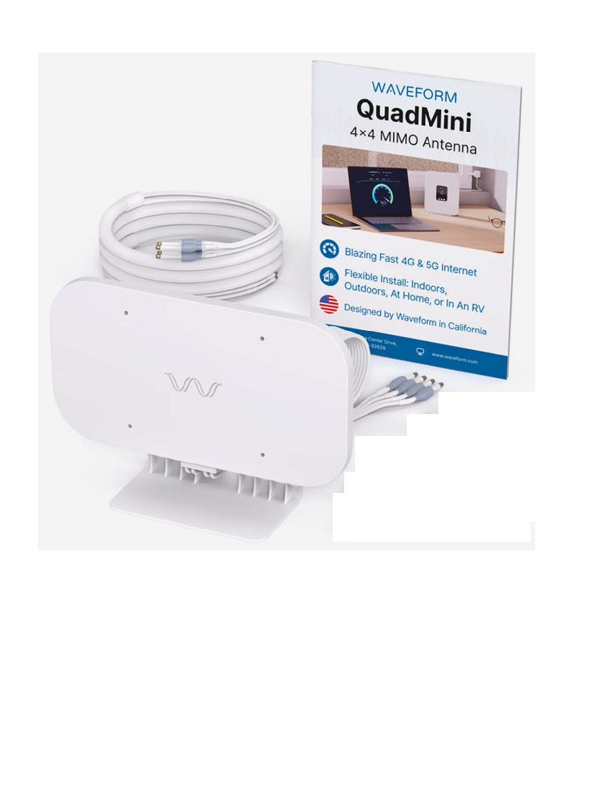 QuadMini 4×4 MIMO External/Indoor Antenna Omnidirectional 4g/5g with 10 Ft Cable