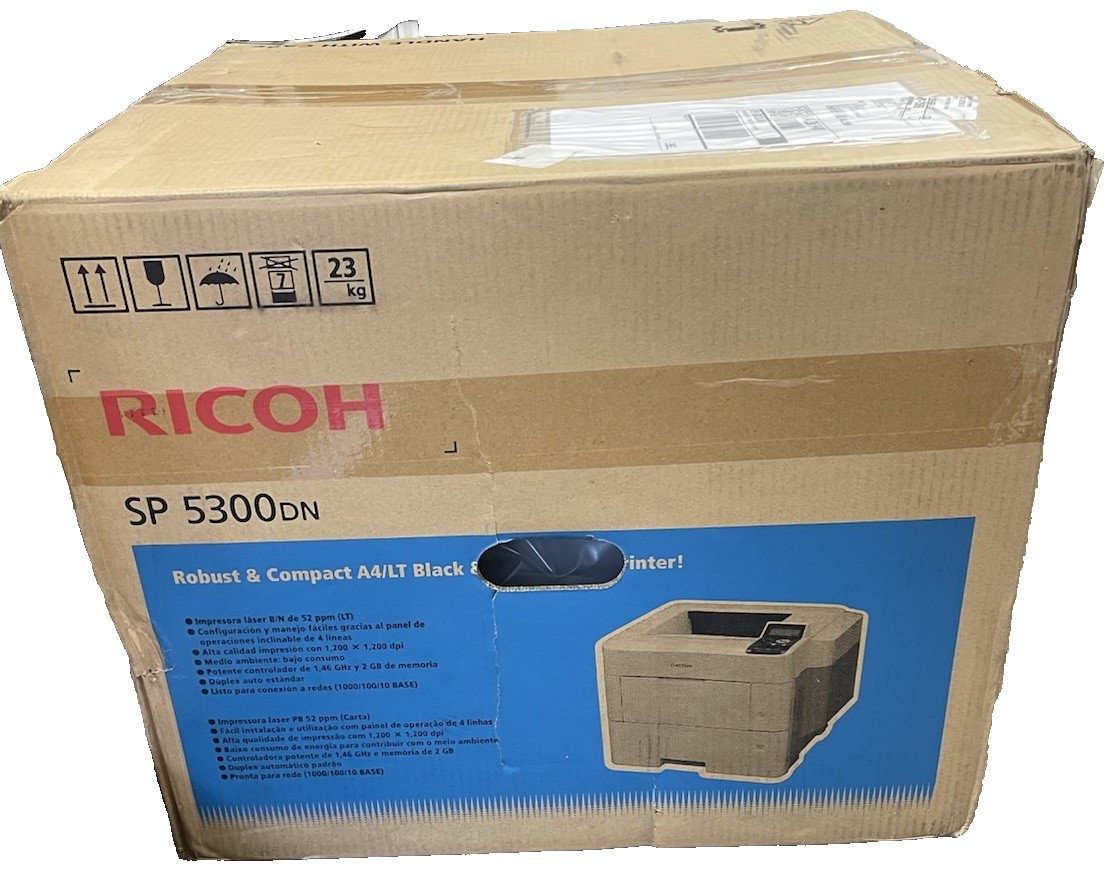 New Ricoh 407815 SP 5300DN Monochrome LED Printer 52ppm