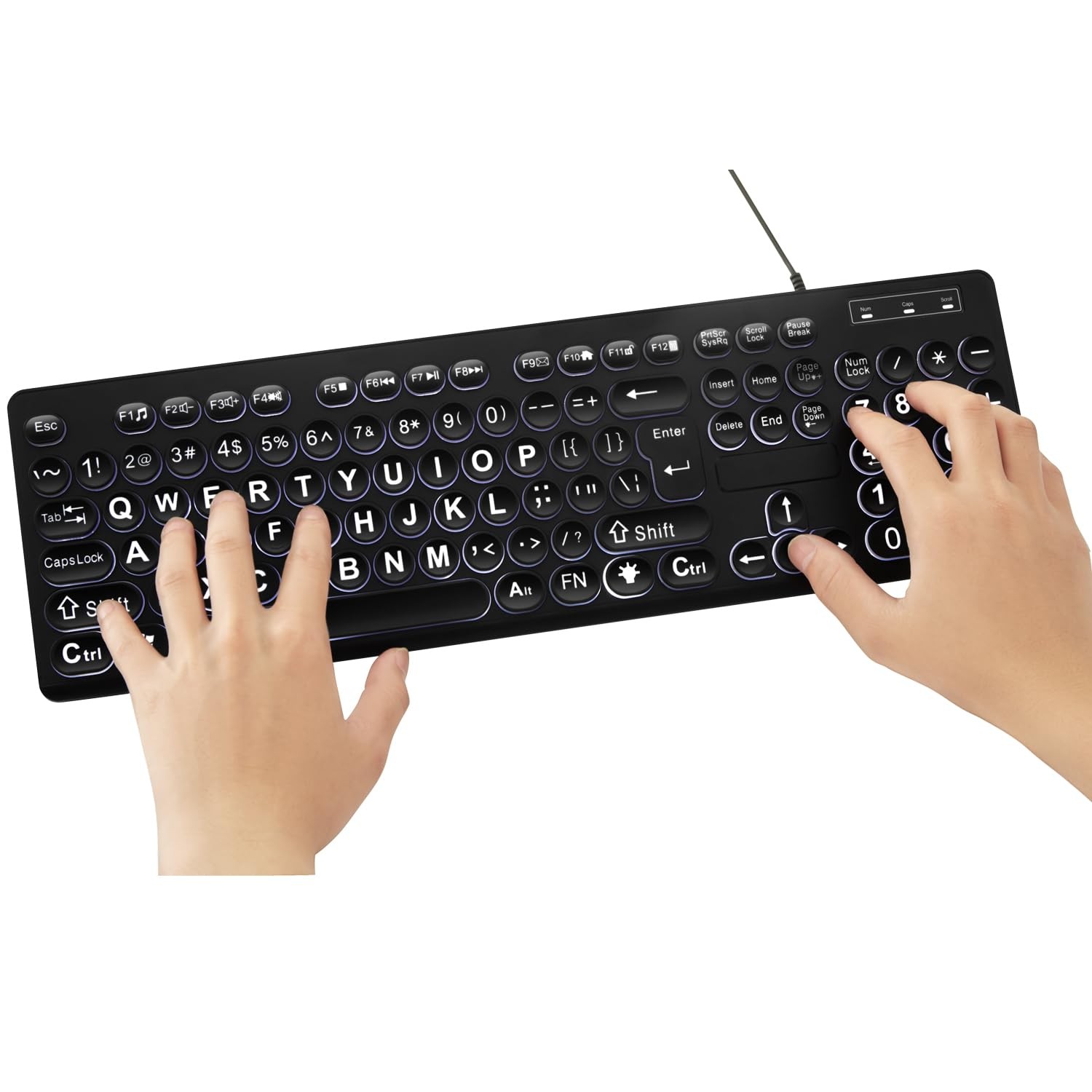MCSaite Wired Backlit USB Keyboard – 104 Keys Standard Full Size with White L…