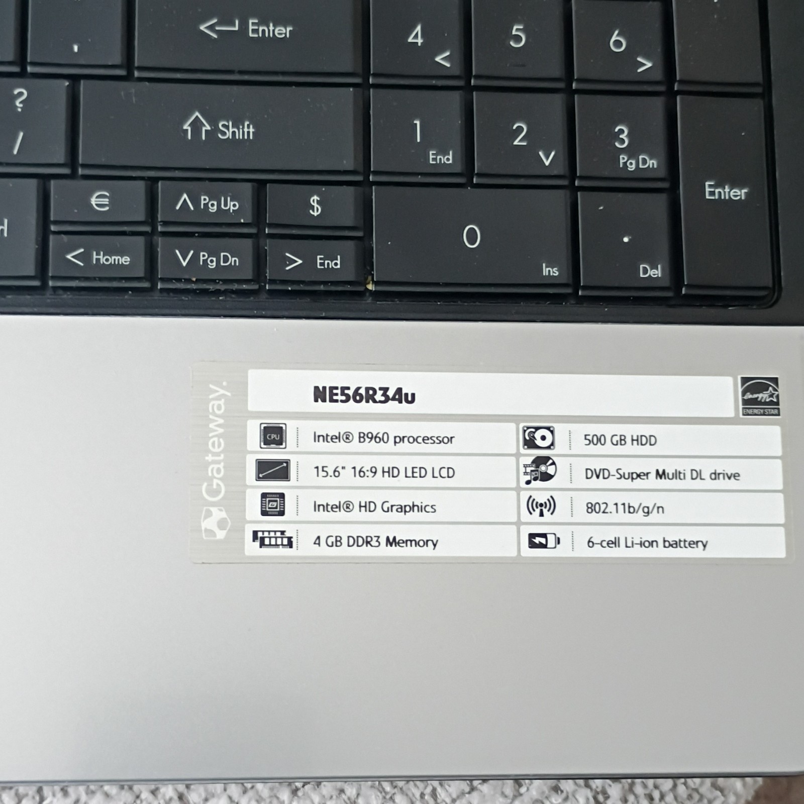 Gateway NE56Ru Laptop