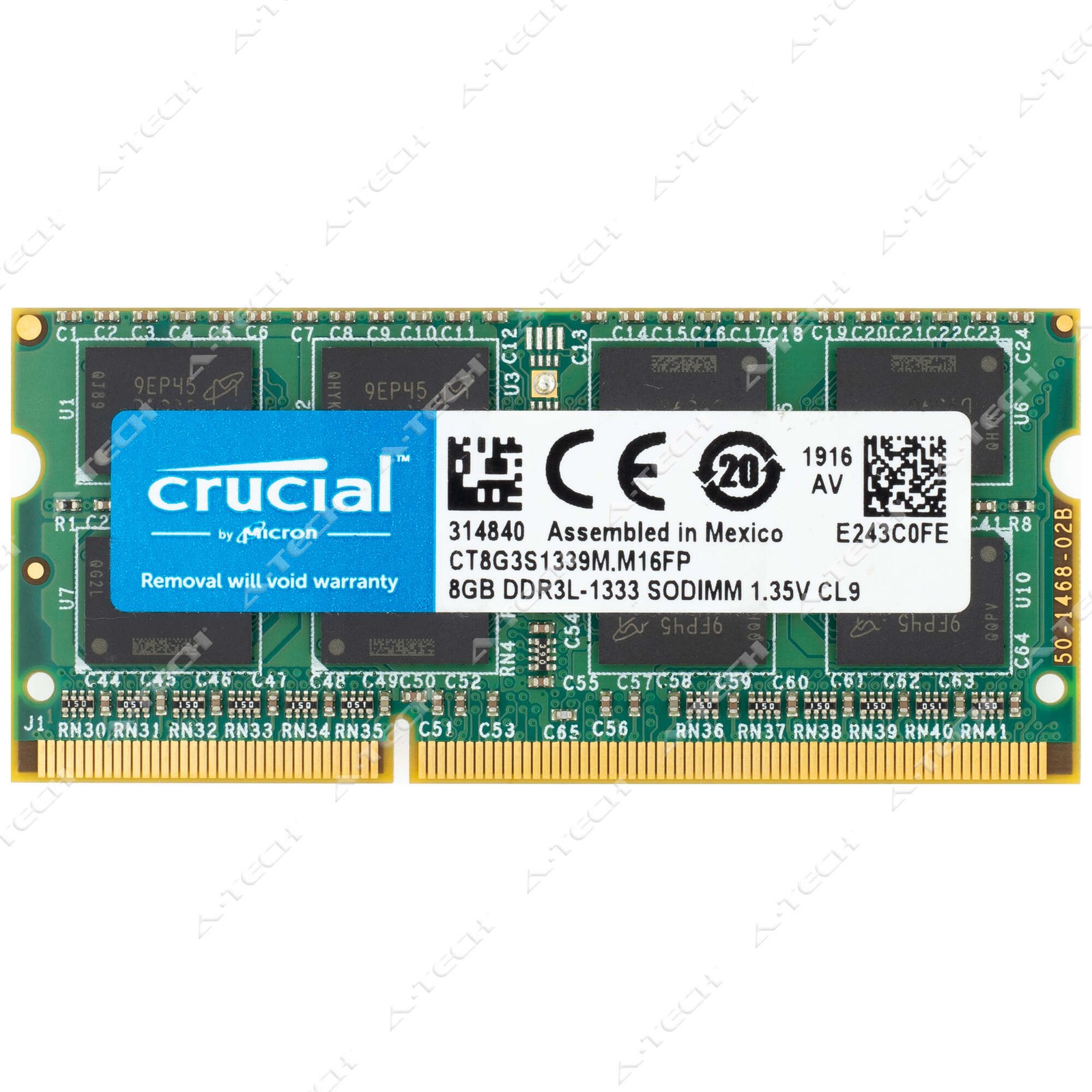 Crucial 8GB DDR3 1333 MHz PC3-10600 2Rx8 SODIMM Laptop Memory RAM (CT8G3S1339M)