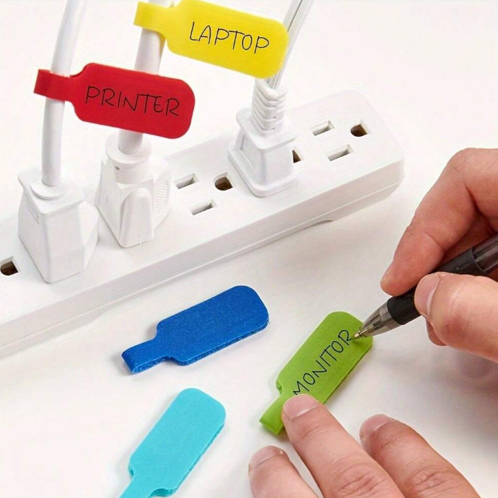10pcs Wire Markers – Writable Cable Labels with Hook, Loop for Easy Organization