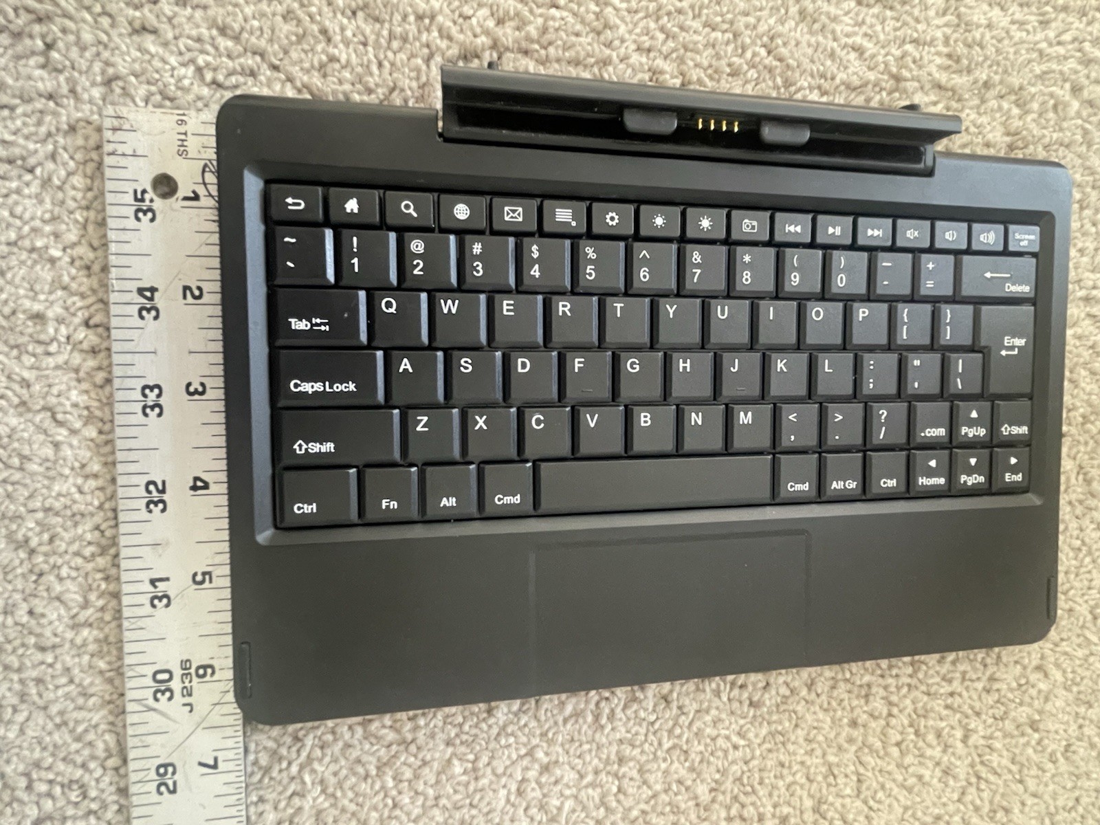 Black Keyboard Dock with Built-In Touchpad for Tablet QWERTY English 10 Inch