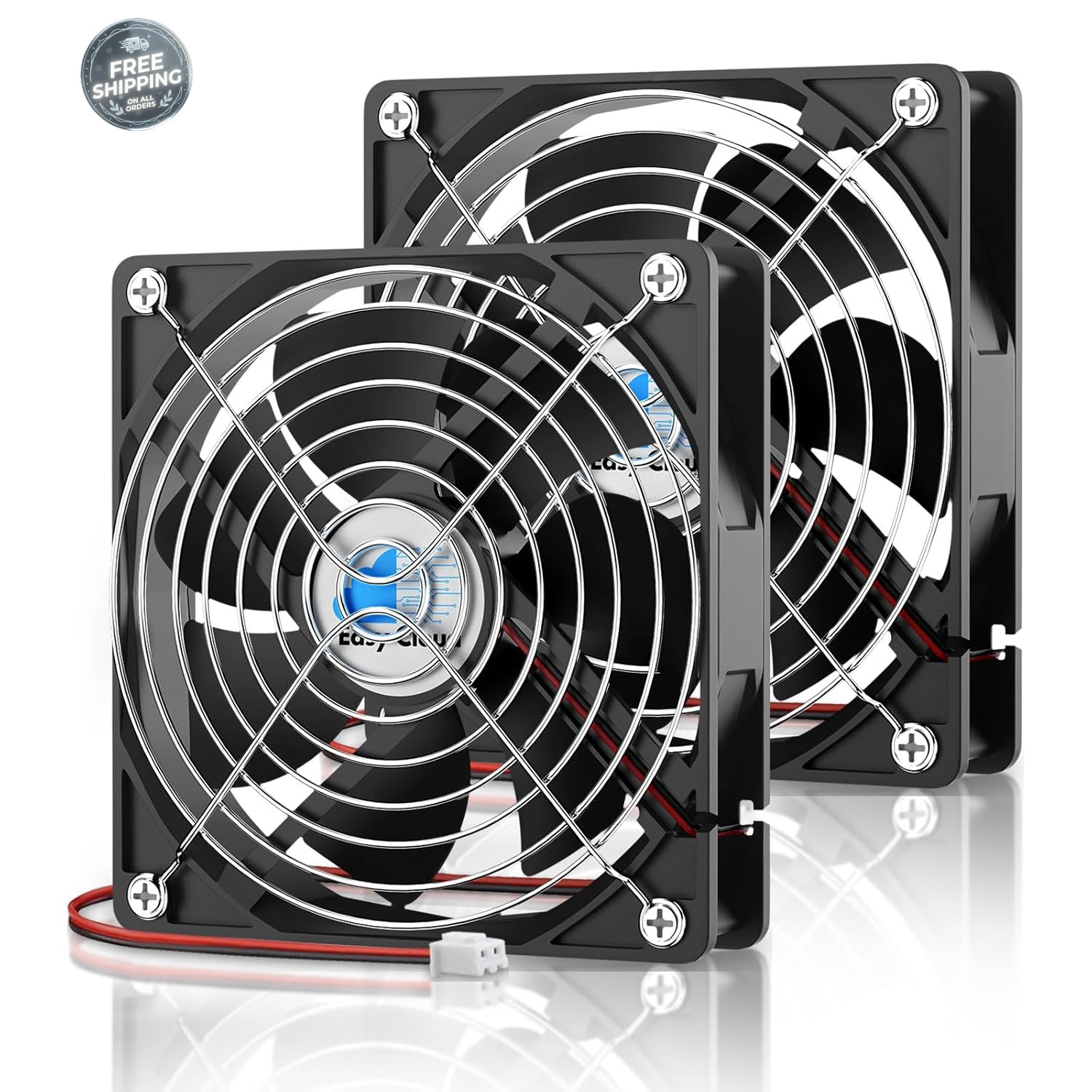120mm 12V DC Cooling Fan Dual Ball Bearing 1800RPM 2 Pack for Electronics