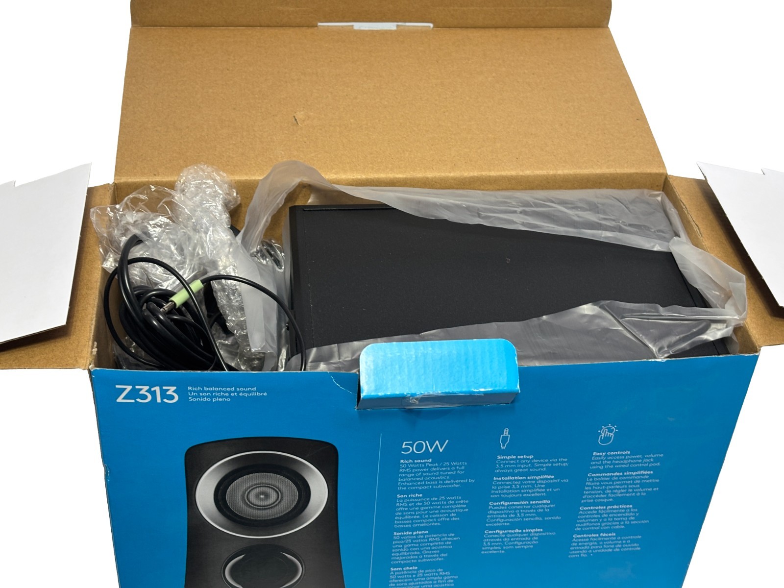 Logitech Z313 2.1 Speaker System 50W Subwoofer PC Speakers Open Box