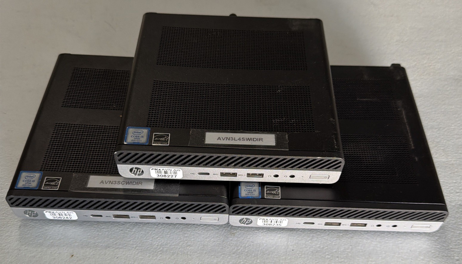 (LOT OF 3) HP EliteDesk 800 G4 Mini 65W i5-8500T 2.10Ghz 8GB RAM – NO SSD NO OS