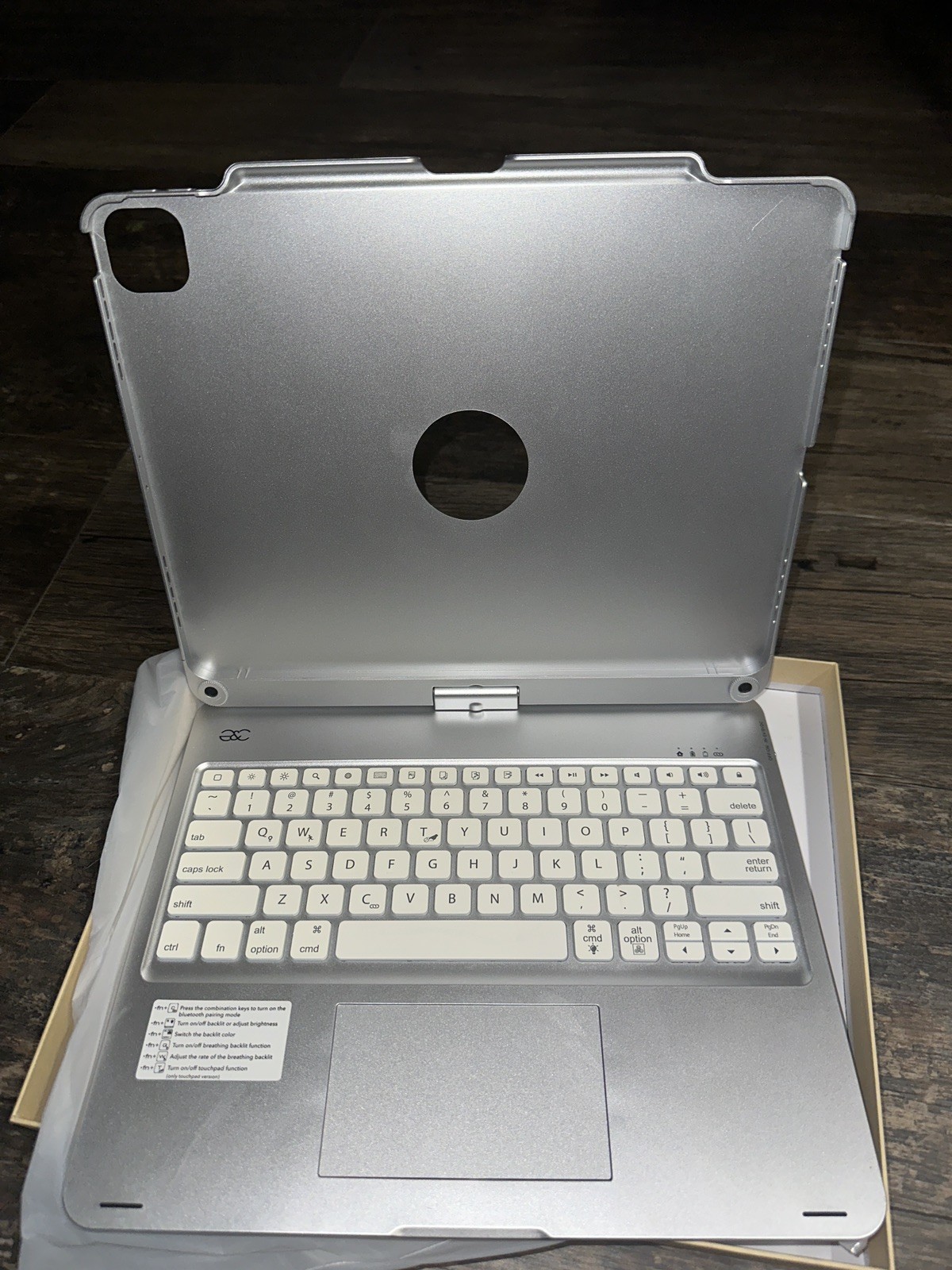 Gold & Cherry Wireless Keyboard Case Trackpad for iPad Pro 12.9″ 4th 5th 6th Gen