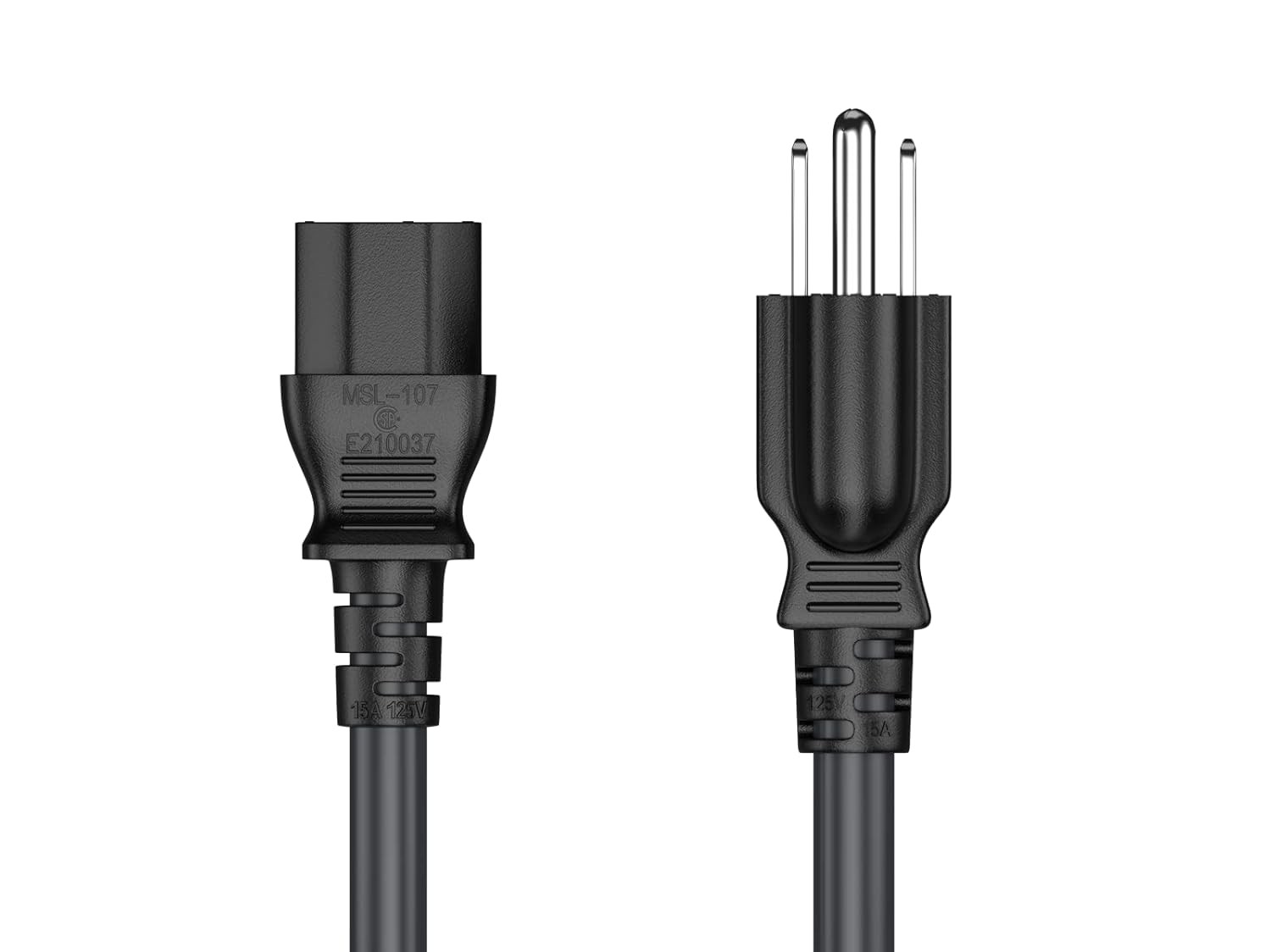 Computer Power Cord 1ft 14AWG NEMA 5-15P to IEC C13 AC Power Cable Monitor