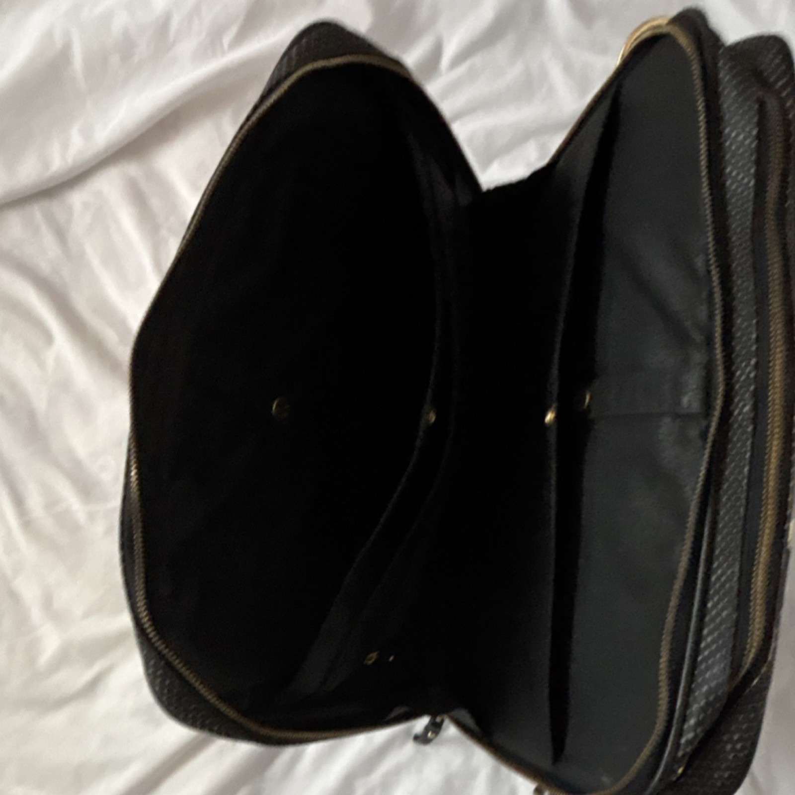TOUS Black Synthetic Leather Briefcase for 13-14″ Laptop, Partitions, Double Zip