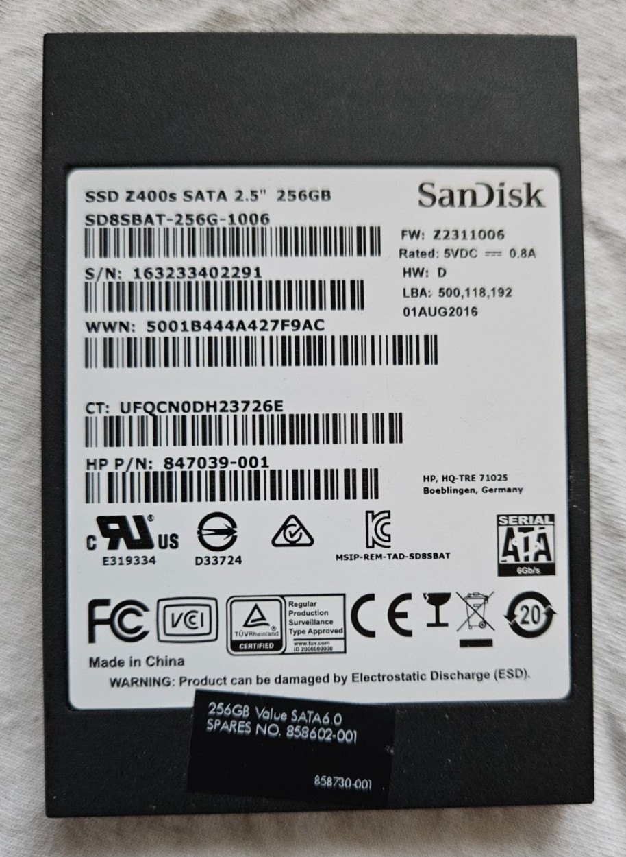SanDisk Z400s 256GB 2.5″ SSD WINDOWS 11 PRO PREINSTALLED