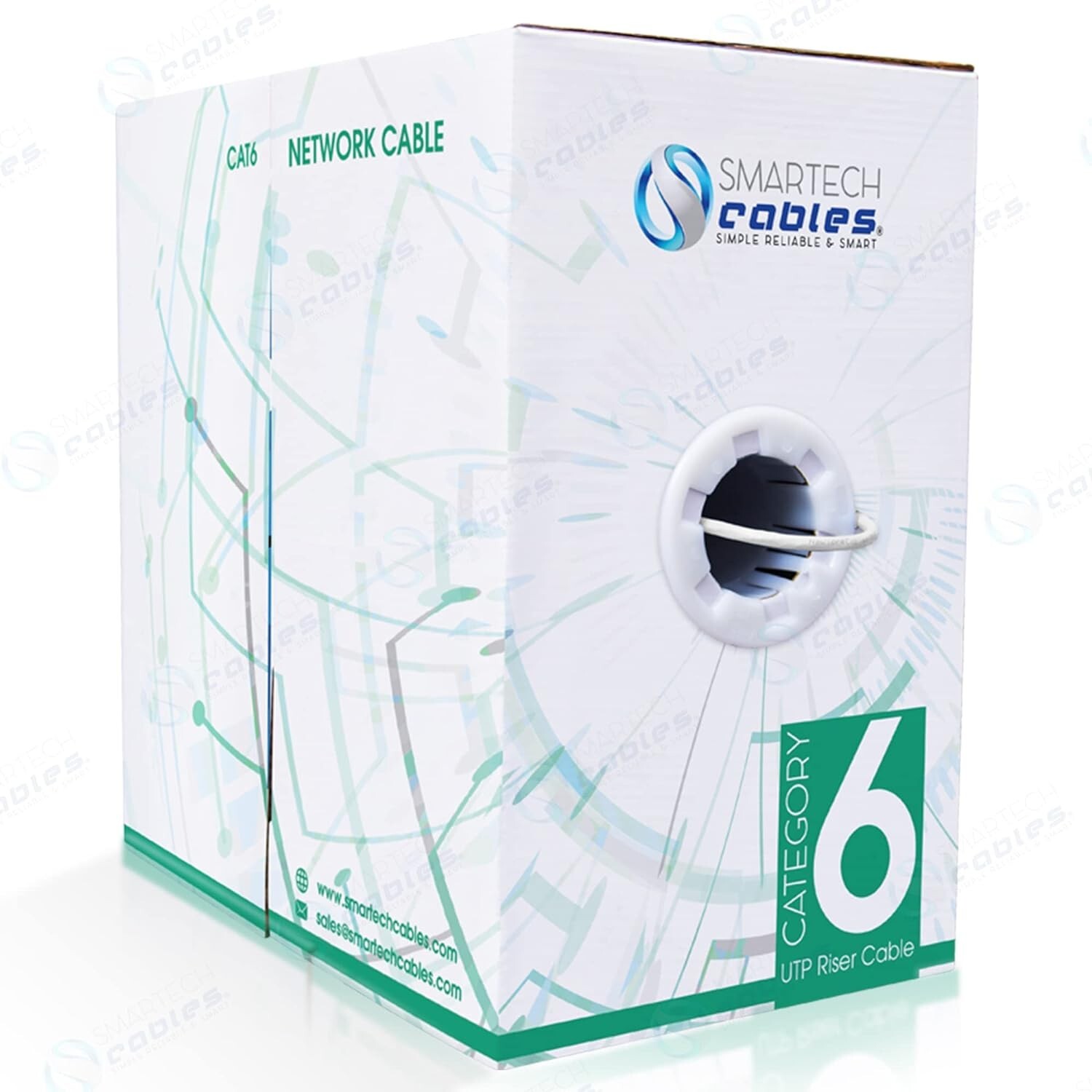 CAT6 4 Pair UTP Riser CCA Rated CMR 550Mhz 23AWG Ethernet Cable 1000ft White