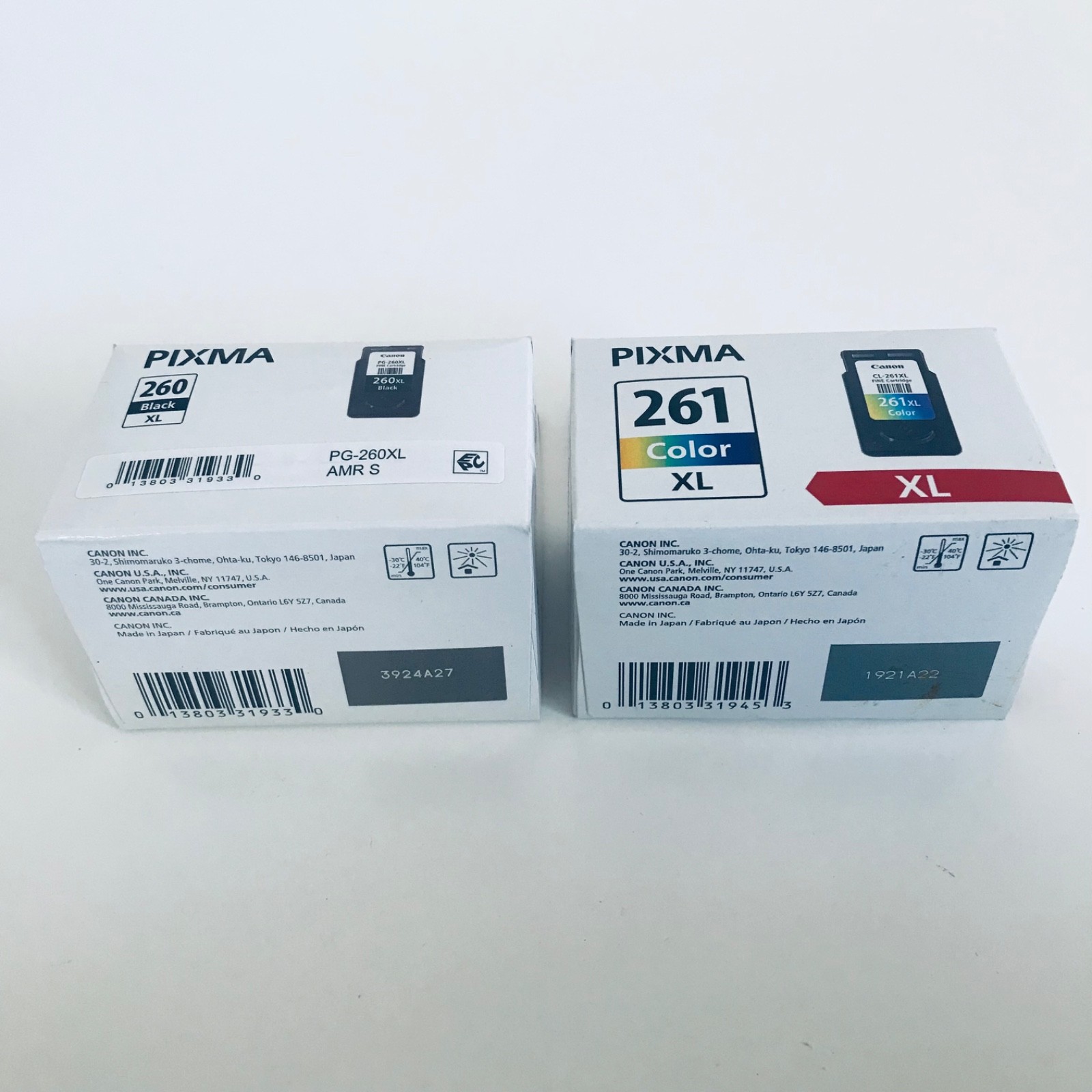 Canon Genuine PG-260XL / CL-261XL Black & Color High Yield Ink Cartridges OEM