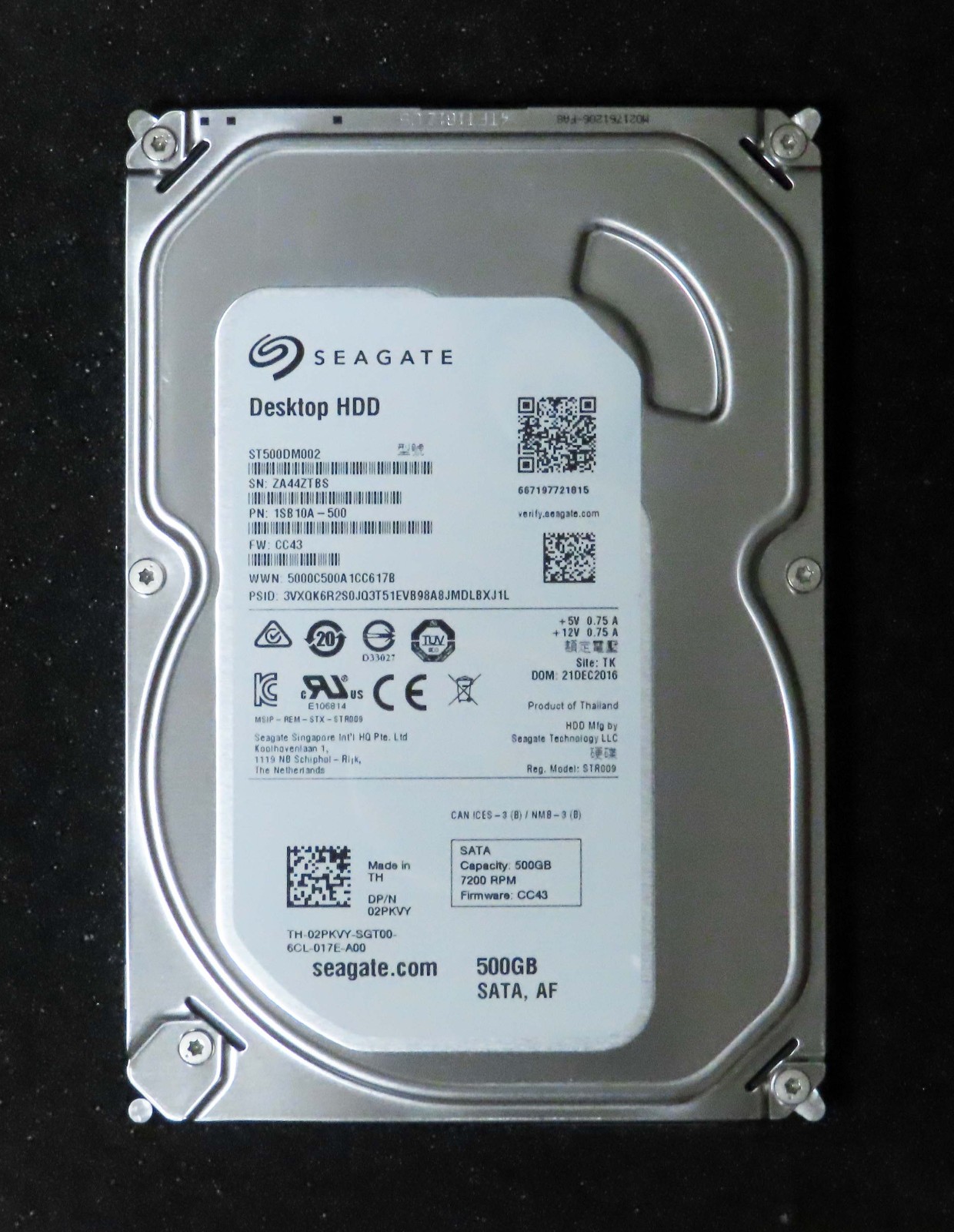 Seagate 500GB 7200RPM 3.5″ Internal Desktop SATA Hard Drive ST500DM002 + Cable